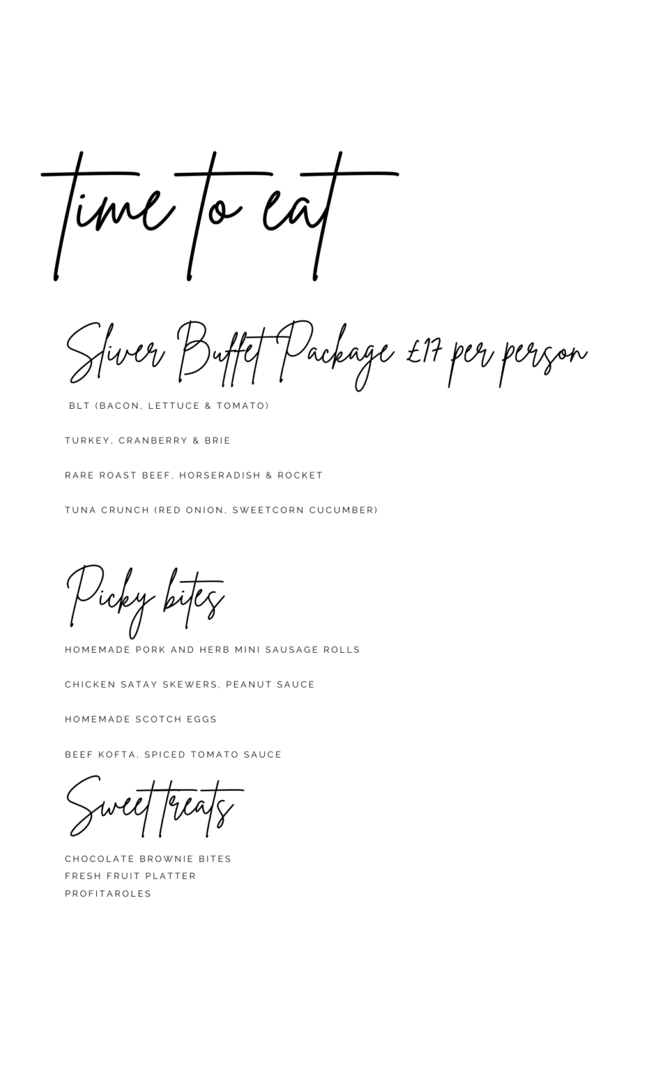 Finger Buffet Menu